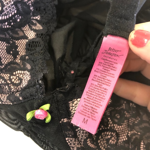 Vintage Betsey Johnson Rose Mesh Lace Corset Bra M - Picture 8 of 14